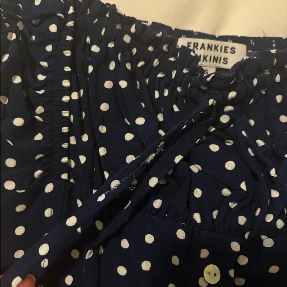 Frankie's Bikinis Navy Polka Dot Mini Dress - Picture 3 of 4